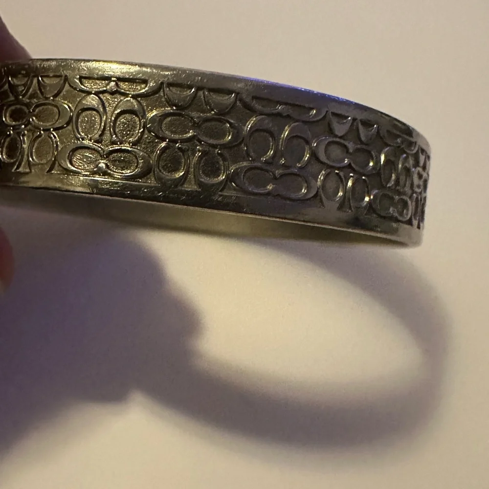 Coach Monogram Signature C Silver Tone Bangle‎ Bracelet